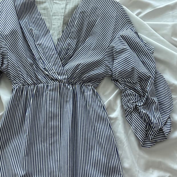 스트라이프 셔링 원피스