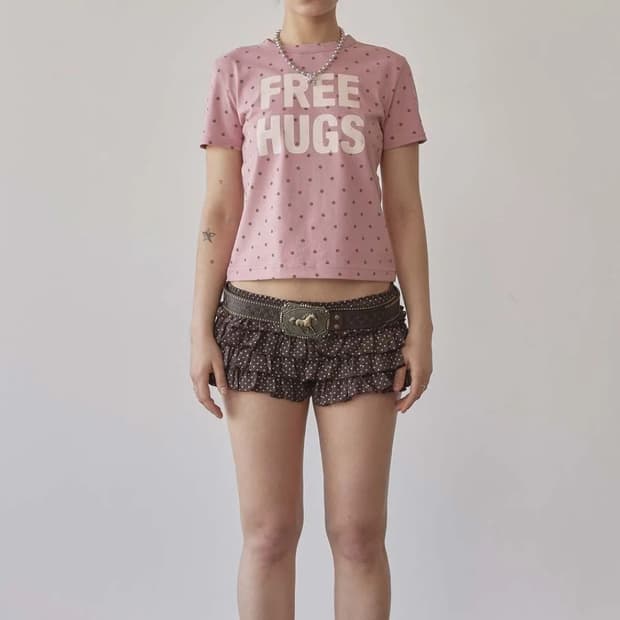 (1회 착용)스컬프터 dot Volumer Short Brown 치마