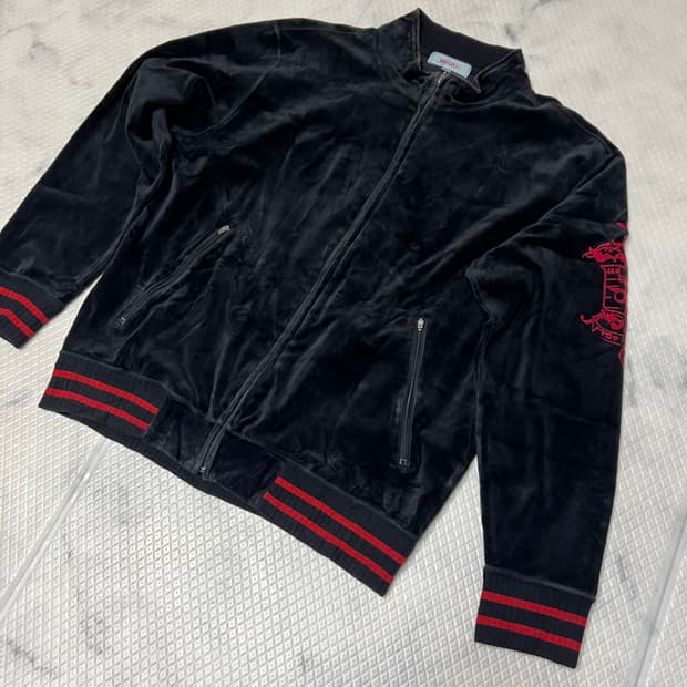 희귀템 | Y2K 겐조 블랙 벨루어 레드 자수 트랙탑