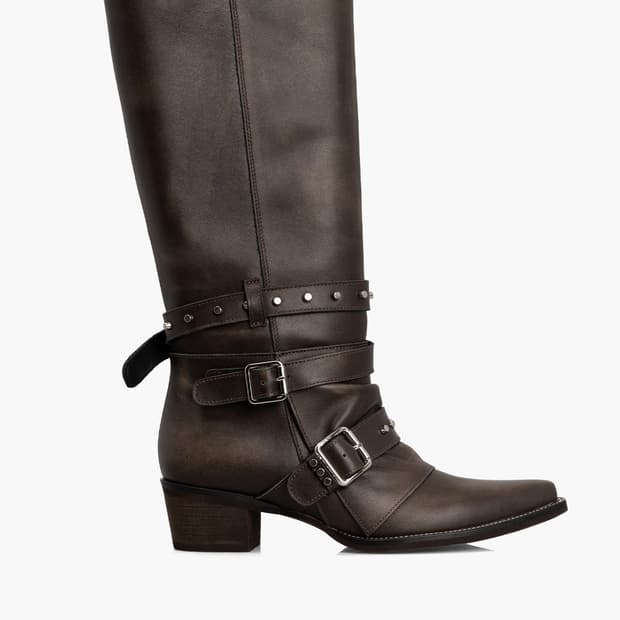 ‼️이사 처분 (새상품) 러프넥 보헤미안 체인벨트 롱부츠 240