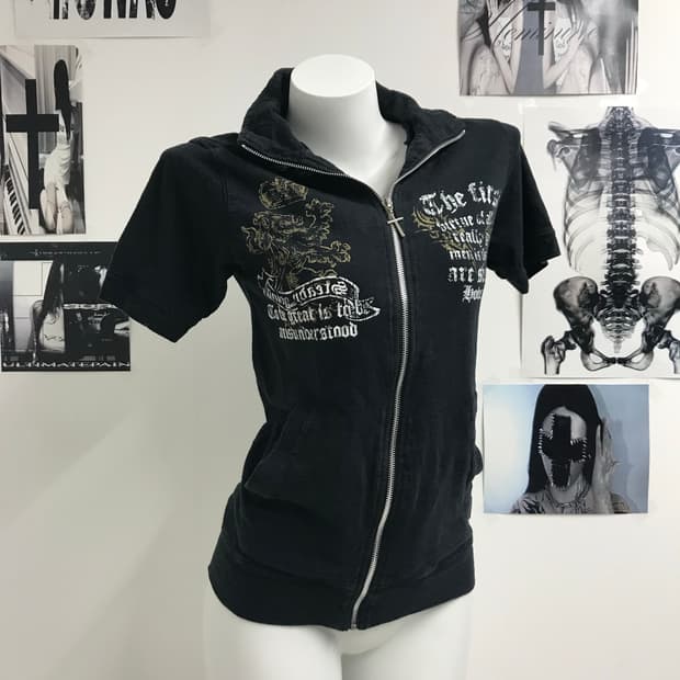 00s punk mood hoodie halfsleeve  
