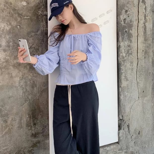 zaenio 제니오 웬디 투웨이 블라우스 블루 새상품