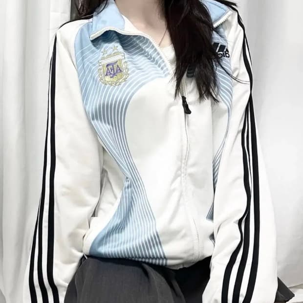 아르헨티나 져지 화이트 스카이블루 아디다스 집업 빈티지