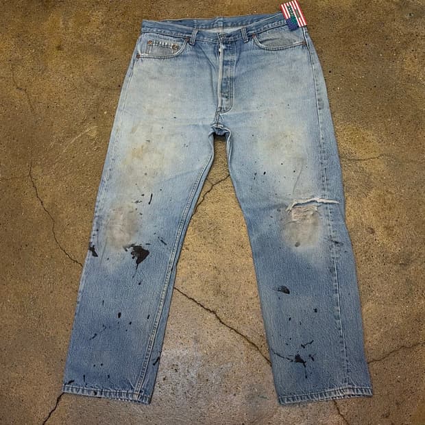 레어 90s Made in USA 빈티지 리바이스 501 청바지 데님팬츠