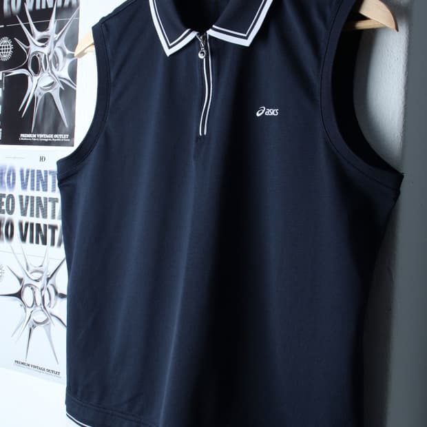 W(2XL) 아식스 반팔 카라 티셔츠 민소매 빅사이즈 기능성-H30343