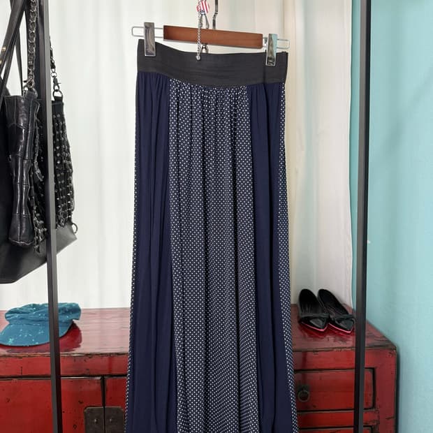 Polka Dot Combo Long Skirt