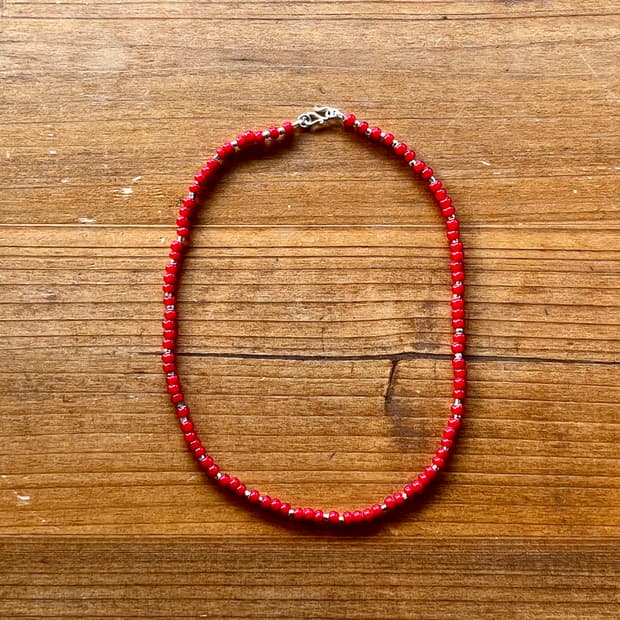 실버 글라스 비즈 네크리스 목걸이 인디언주얼리 네이티브아메리칸