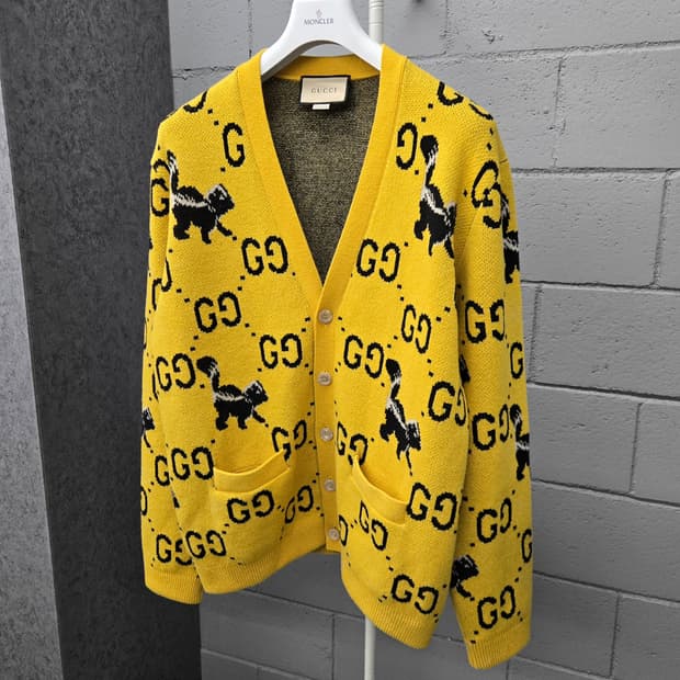 백화점판 / 구찌 GG 자카드 스컹크 울 가디건 L
