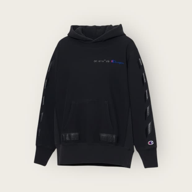 L/ 오프화이트x챔피온 백로고 디스 후드티