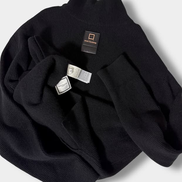 우영미 21fw 오버사이즈 레더 스퀘어 폴라넥 울 니트