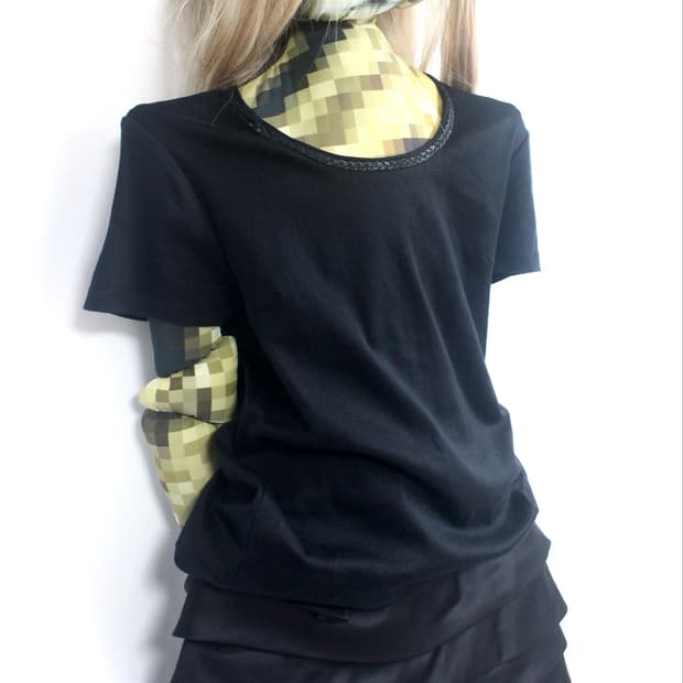 Leather braided neck line slim top