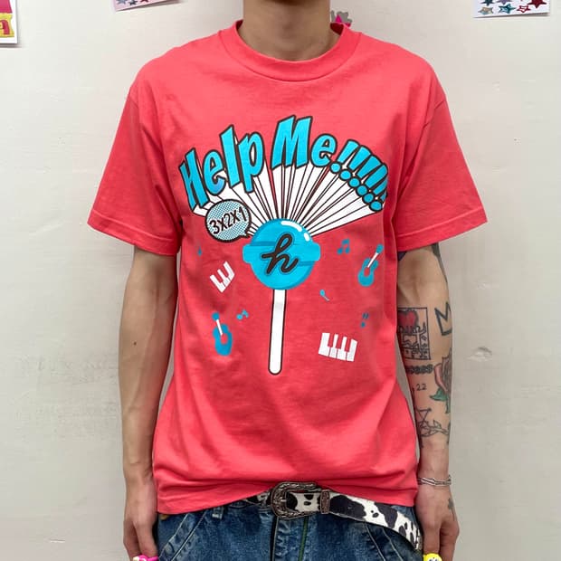 Help Me Blue Candy Pink T-shirt