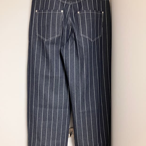 Aakam striped cinch back denim pants