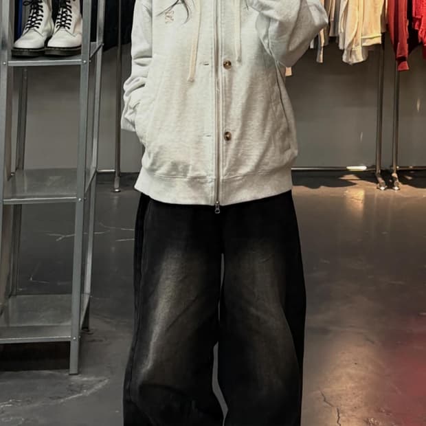 세터 테오 코튼 올데이 멜란지 그레이 후드집업 A3731