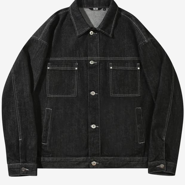트릴리온 워싱 스티치 데님자켓 (BLACK)