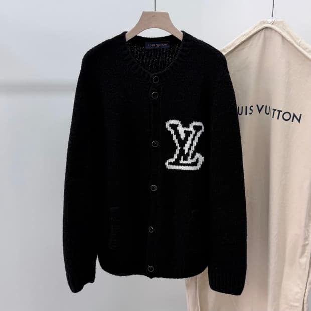 [S+급/XL] 25FW 루이비통 청키 인타르시아 니트 가디건 블랙