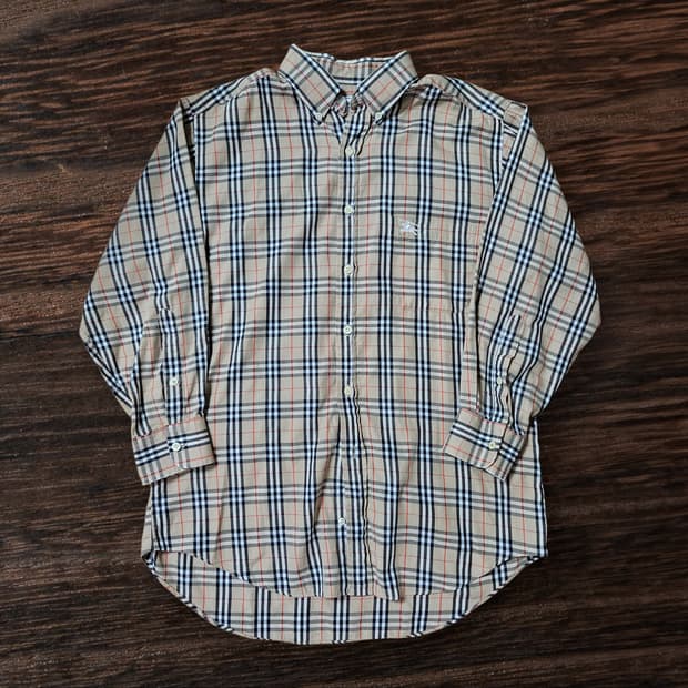 버버리 체크 셔츠 M