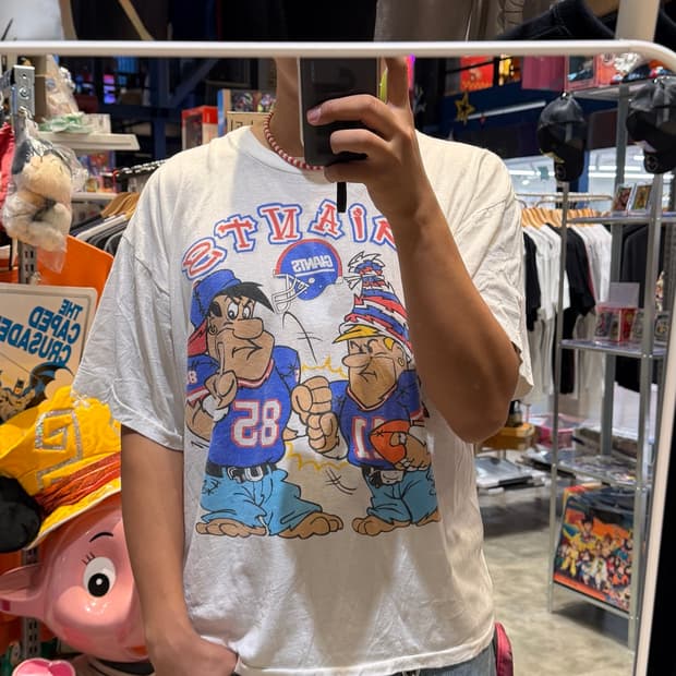94s NFL 뉴욕 자이언츠 x 플린스톤 빈티지 티셔츠
