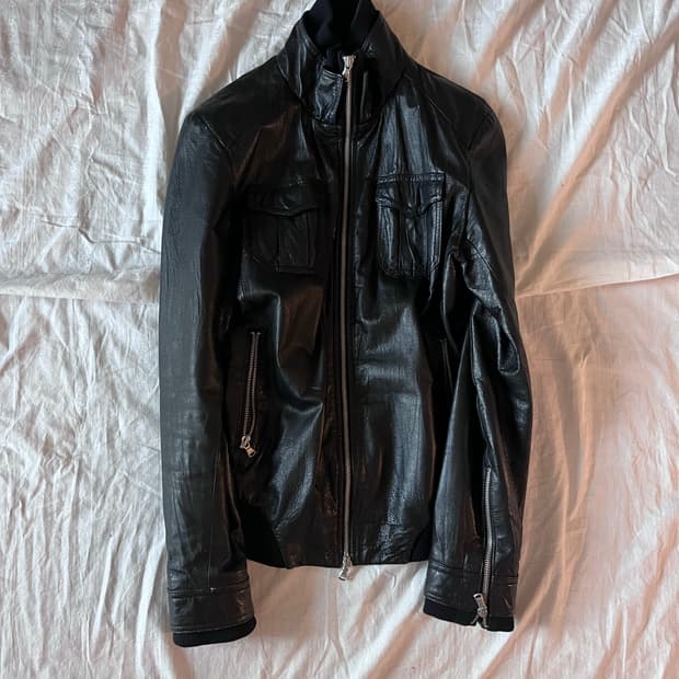 Jack Rose High Neck Leather Jacket