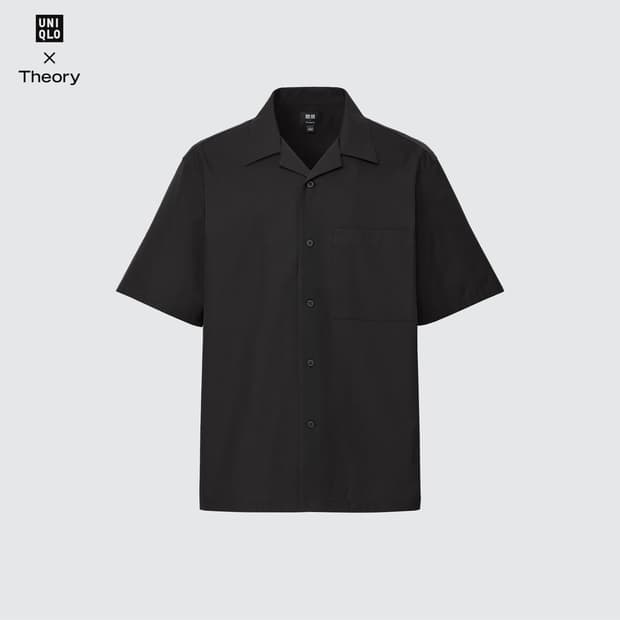 유니클로 x Theory 오픈 카라 반팔셔츠 블랙/M
