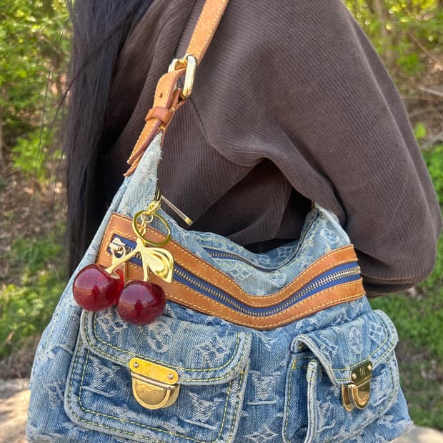 레어🩵)) 루이비통 데님 모노그램 숄더백 🍒 Y2K 빈티지 감성