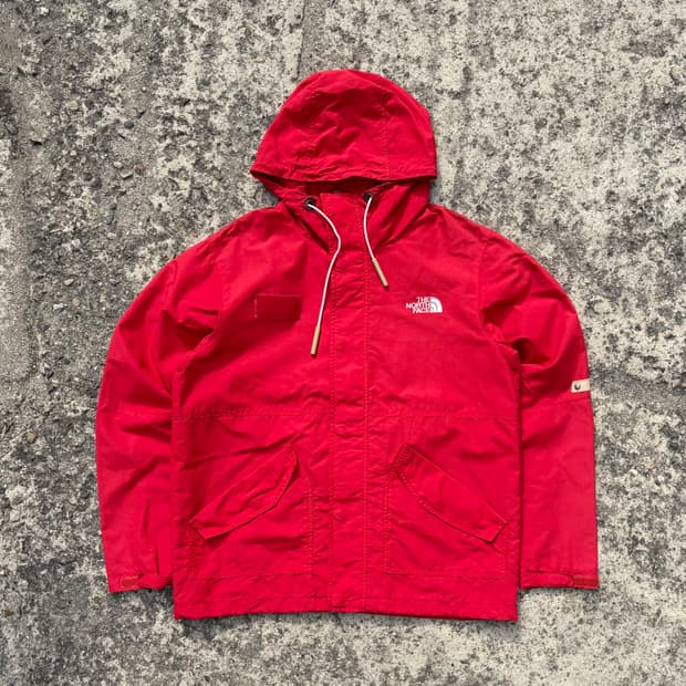 (XL) 노스페이스 등산용 레드 바람막이 자켓 made in USA