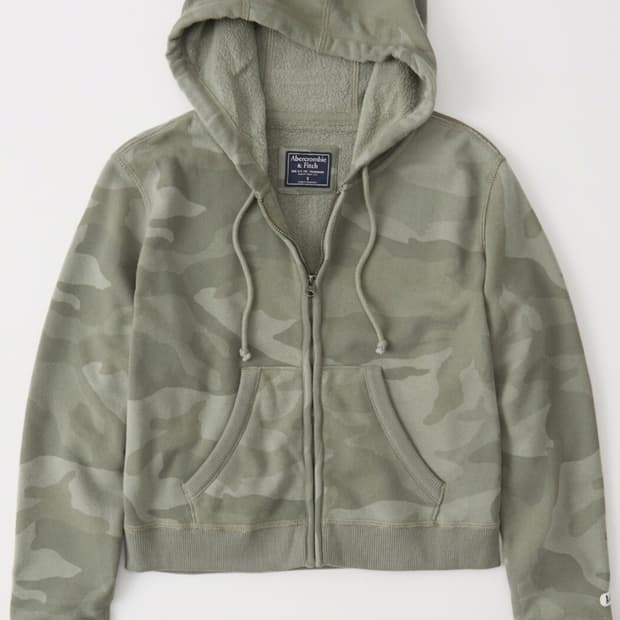 아베크롬비 & 피치 크롭 풀 집 후드집업 그린카모