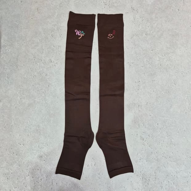 자수 리본 하이서포트형 슬리핑 압박스타킹