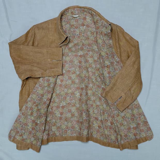 [M] 실크 앤 로드(SILK & ROAD) 린넨 플라워 배색 셔츠 자켓