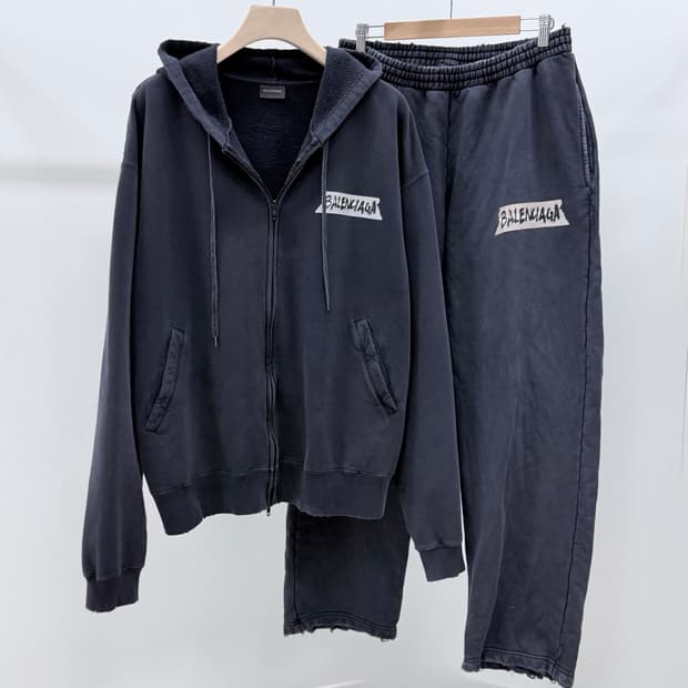 [S+급/XL,S] 발렌시아가 마스킹 테이프 후드집업 트레이닝 셋업