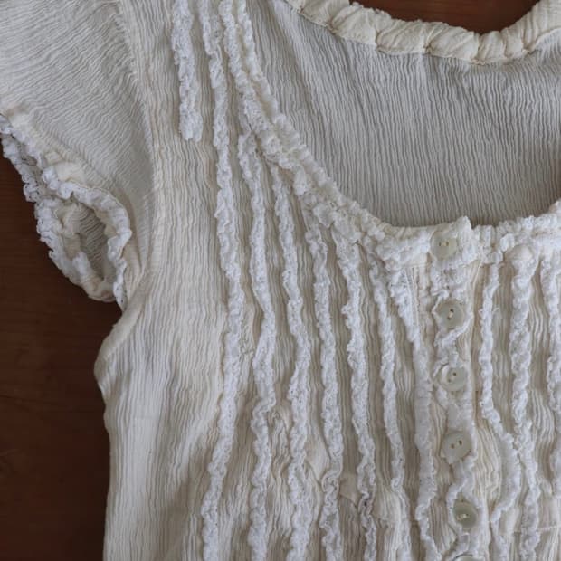 Crinkle Pintuck Blouse 일본 빈티지