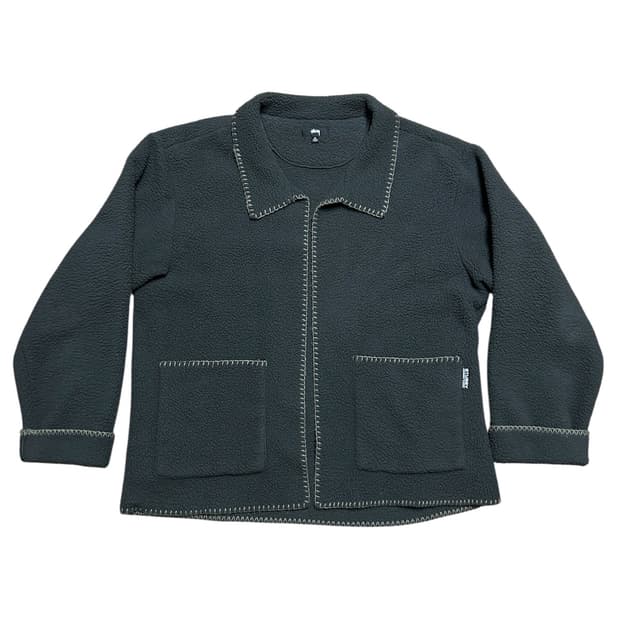 [XL] 스투시 우지 블랭킷 스티치 플리스 자켓 브라운