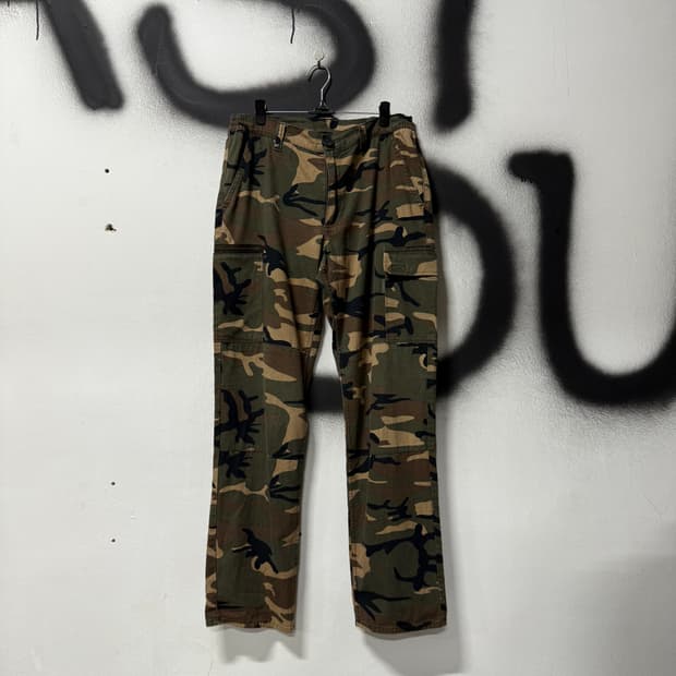 VTG 빈티지 립스탑 카모 와이드 카고 팬츠
