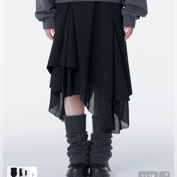 미세키서울 Unbalanced layered skirt BLACK