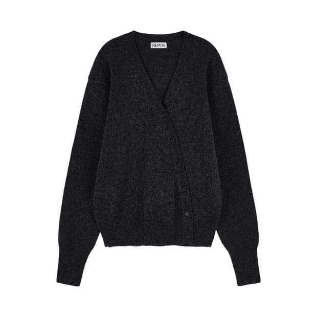 DIAGONAL SHAKE DOG CARDIGAN (CHARCOAL)