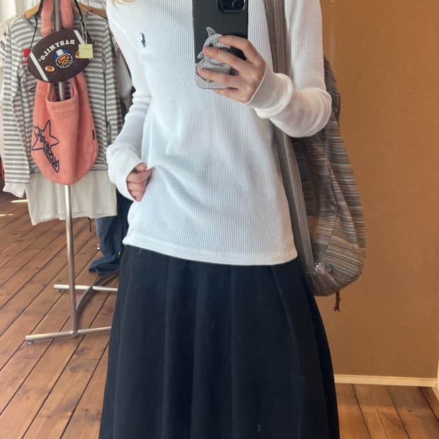 폴로 화이트 와플 롱슬리브