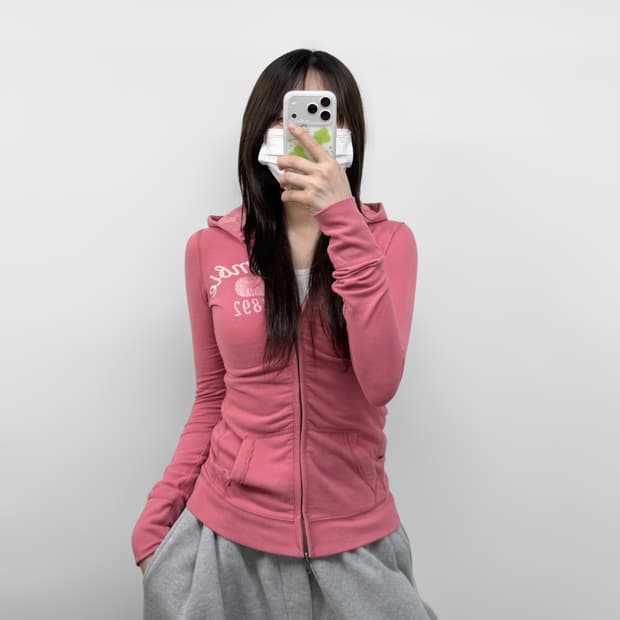 아베크롬비 스펠 로고 후드집업 인디핑크