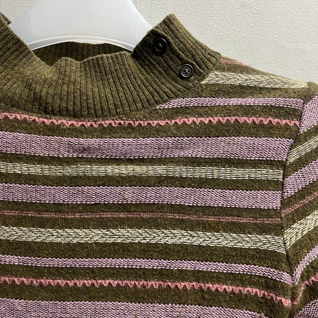 Japanese Vintage 하이넥 스트라이프 니트 / 사이드 버튼