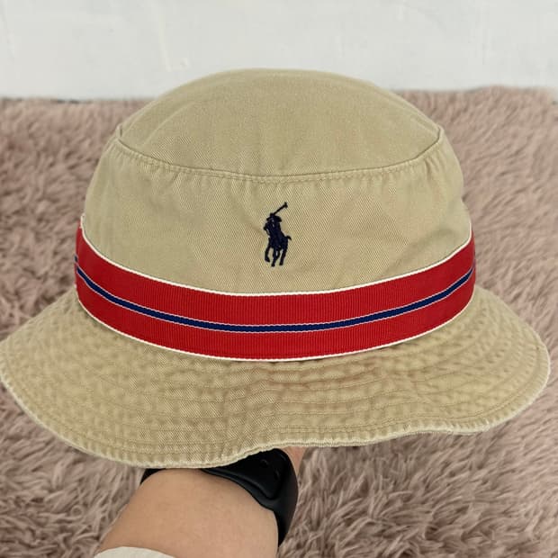 폴로 랄프로렌 L,XL 레드포인트 베이지 버킷햇