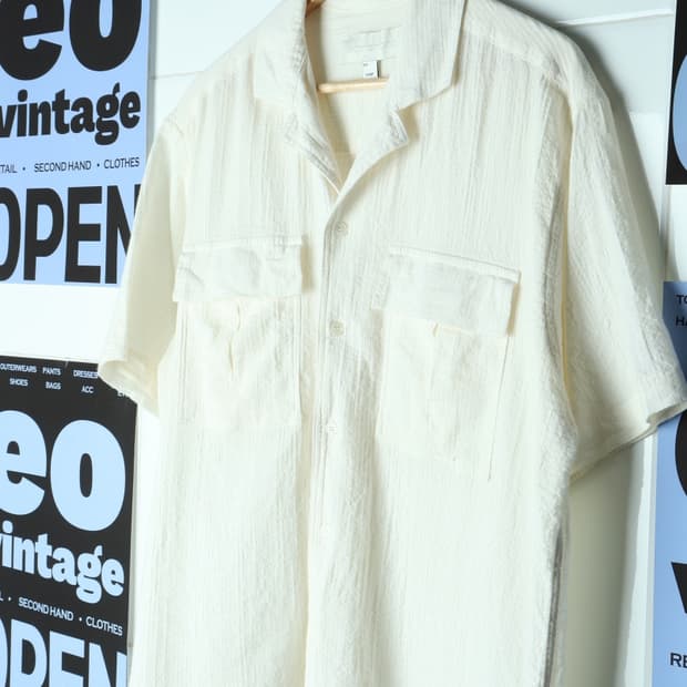 (L-XL) 세컨드모놀로그 반팔 카라 티셔츠 시원 시어서커-H31884