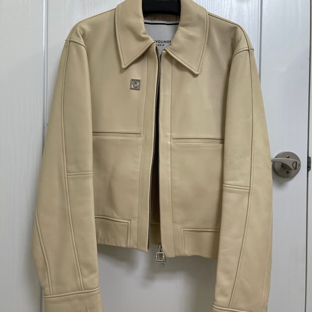 우영미 아이보리 양가죽 자켓 46 사이즈