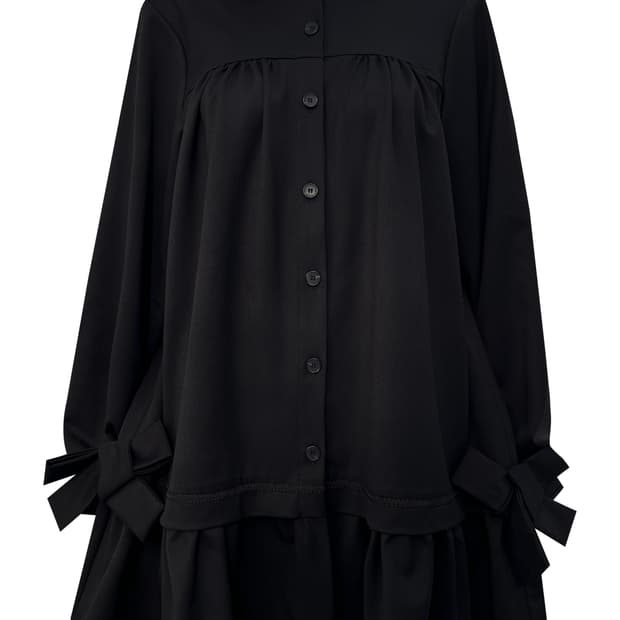 체메씨 보우 프릴 원피스 블랙