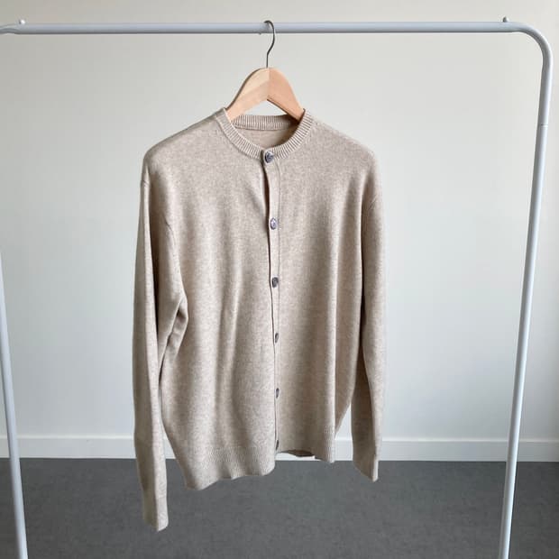 [XL] 베이직 소프트 오트밀 라운드 니트 가디건