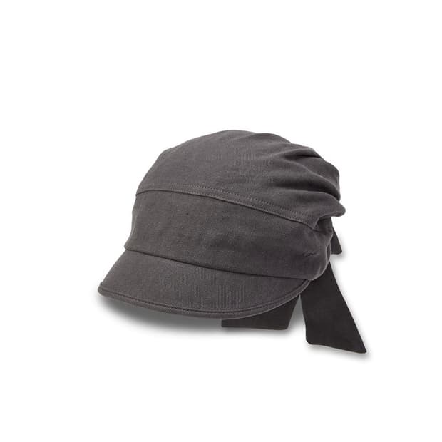 LINEN TIE-UP HAT, CHARCOAL