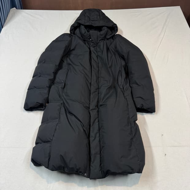 L) 유니클로 후드 롱 다운 패딩 블랙