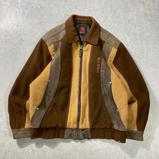 [105] 90s REDOX 레드옥스 브라운 울 레더 블루종 자켓