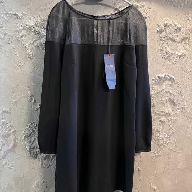 아르마니진 ARMANI 시스루 요크 배색 원피스 블랙 40