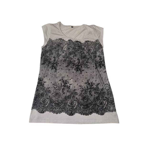 Vintage Lace Print Sleeveless Top 
