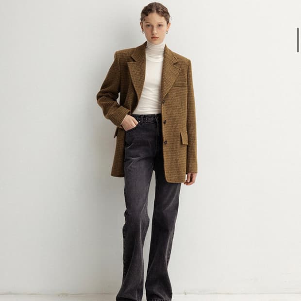 Le wool checked blazer (yellow khaki) OS