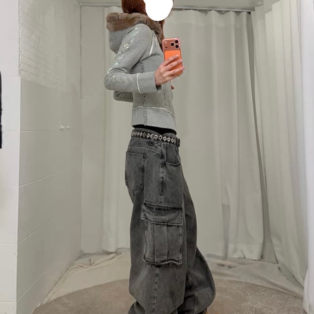 빈티지 펑크 후드집업 퍼 울프죠